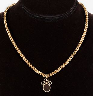 18K Yellow Gold Necklace w 14K Labradorite Pendant