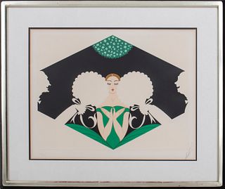 Erte "The Suitors" Serigraph In Colors
