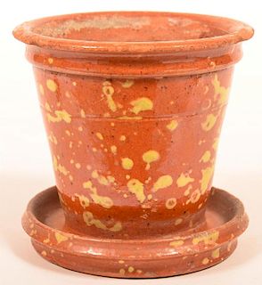 PA Speckle Glazed Redware Flower Pot.
