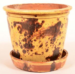 Redware Pottery Planter with Saucer Base.