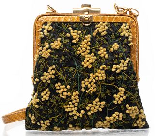 Fendi Embroidered Lizard Handbag