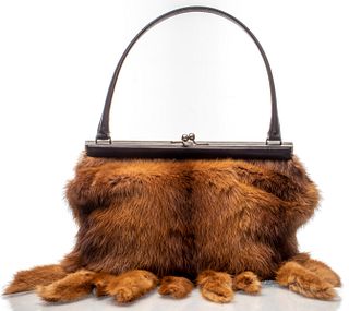 Dolce & Gabbana Fox Fur And Leather Handbag