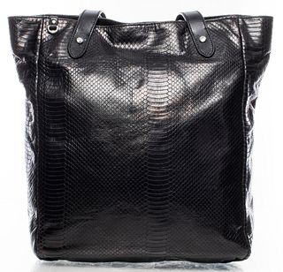 Ralph Lauren Black Lizard-Print Tote Handbag