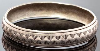 Julian Arviso Navajo Silver Ornate Bangle Bracelet