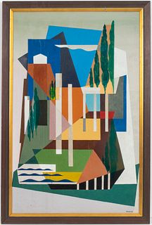 Koehler Signed Cubist Landscape Oil On Canvas