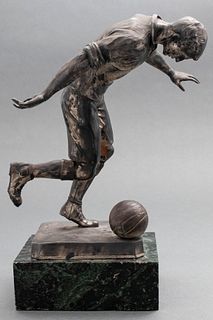 W. Zinick Mixed Metal Figure Of A Soccer Player