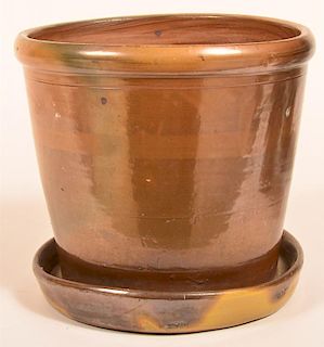 Unsigned Stoneware Pottery Flower Pot.
