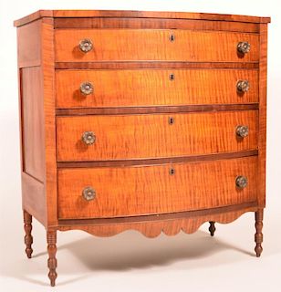 PA Sheraton Bow Front Chest of Drawers.