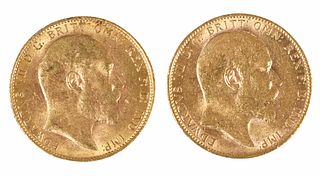 Two Edward VII Gold Sovereigns 