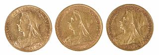 Three Old Head Victoria Gold Sovereigns