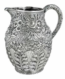 Kirk Repousse Coin Silver Water Pitcher