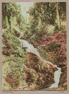Vintage Tinted Photo Waterfall c1920s