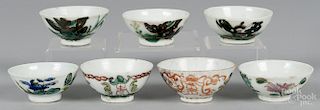 Seven export porcelain cups, 19th c.