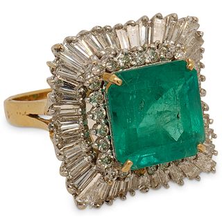 18K Emerald & Diamond Ballerina Ring