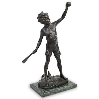 Attrib. Franz Iffland (German, 1862) "Cricket Boy" Bronze