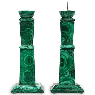 Malachite Carved Candle Holders