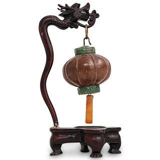 Antique Chinese Hanging Jade and Amber Ornament