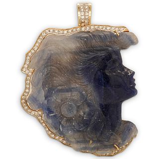 Erwin Pauly Purple Agate & Diamond Hand Carved Pendant