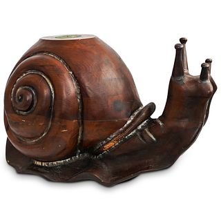 Attrib. Federico Armijo Mid Century Carved Wood Snail Table
