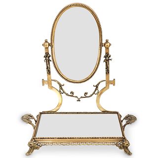 Gilt Bronze Swivel Tabletop Vanity Mirror