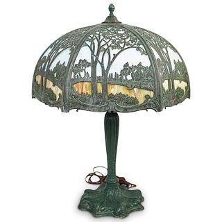 "Royal Art Glass" Slag Glass Table Lamp
