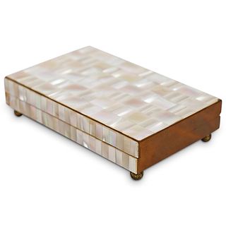 Mother of Pearl Brass Footed Box