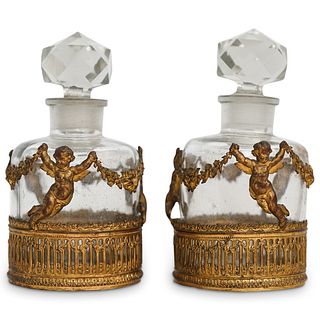 (2 Pc) Poss. Baccarat French Antique Crystal Perfume Bottles