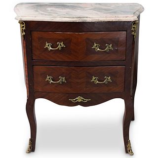 Marquetry Wood Bombe Commode