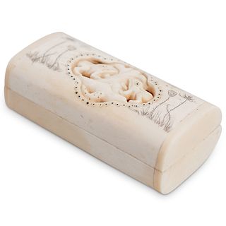 Chinese Carved Bone Cricket Box