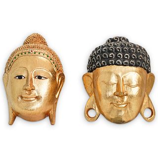 Gilt Carved Wood Buddha Masks