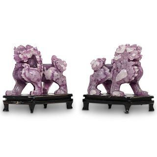Chinese Carved Amethyst Foo Dogs