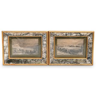 (2 Pc) Antique Hand Colored Engravings