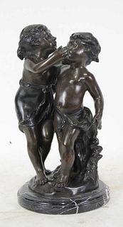 YOUNG COUPLE EMBRACING BRONZE SCULPTURE