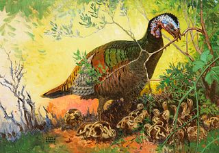 Lynn Bogue Hunt (1878–1960) — Wild Turkey and Chicks
