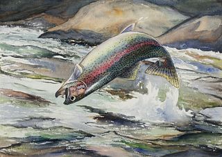 William J. Schaldach (1896–1982) — Leaping Rainbow Trout; Pike