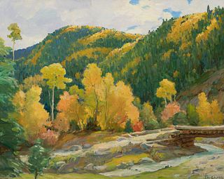 Joseph Henry Sharp (1859–1953) — Aspens in Hondo Creek in October