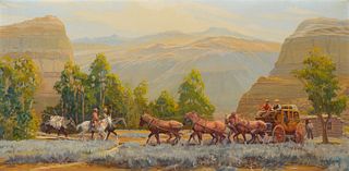 James Kenneth Ralston (1896–1987) — Six-horse Stage at the Beaverhead Crossing (1941)
