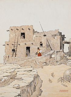 Alexandre Hogue (1898–1994) — Old Adobe House, Hopi Indian Reservation, North Eastern Arizona