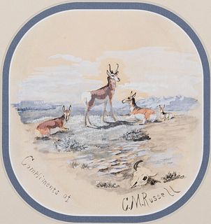 Charles M. Russell (1864–1926) — Antelopes (ca. 1883-84); Steer Roper (ca. 1884-87); Woman Chopping Wood (ca. 1884); Elk (ca. 1884)