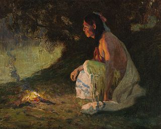 Eanger Irving Couse (1866–1936) — The Evening Camp (1920)