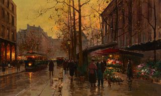 Edouard Cortès (1882–1969) — Marché aux fleurs, Place de la Madeleine, Paris