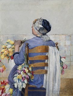 George Hitchcock (1850–1913) — Arranging Flowers (1889)