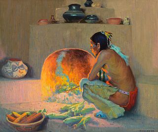 Eanger Irving Couse (1866–1936) — By the Fire (1921)