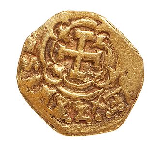 Macuquina ounce coin of 8 escudos of Fernando VI, 1747, Lima mint. Hammer struck, gold. Weight: 26,91 g.