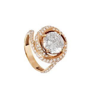 Solitaire ring following the CARTIER model in 18kt yellow gold
