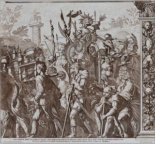 ROBERT VAN AUDENAERDE (1663-1748).
No title. From the series "Triumph of Cesar".
Printed.