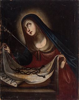 Spanish school; 17th century.
"Dolorosa with attributes of the Passion."
Oil on canvas.