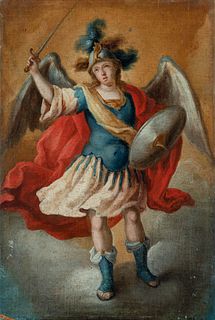 Attributed to JUAN DE ESPINAL (Seville, 1714 - 1783).
"San Miguel Arcangel".
Oil on canvas. Relined.