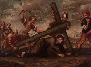 Italian school, 17th century.
"The fall of Christ."
Oil on canvas. Relined.