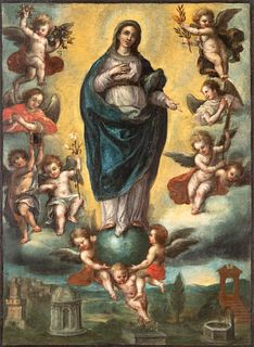 Italian School, first half of the 17th Century, "Immaculate Conception".
Oil on copper.